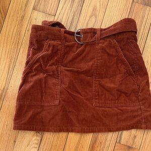 Forever 21 Rust Corduroy Belted Mini Skirt
